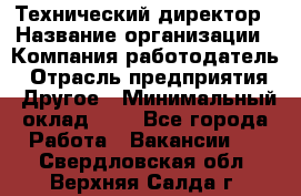 Технический директор › Название организации ­ Компания-работодатель › Отрасль предприятия ­ Другое › Минимальный оклад ­ 1 - Все города Работа » Вакансии   . Свердловская обл.,Верхняя Салда г.